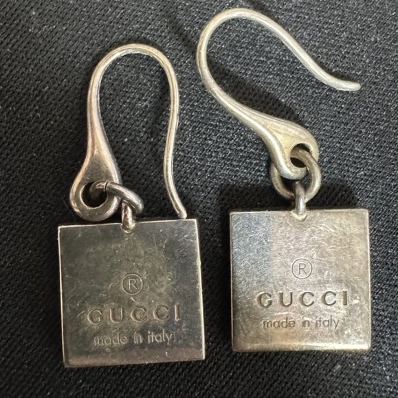 Authentic Gucci Sterling Silver Square Hook Earrings - Picture 1 of 2